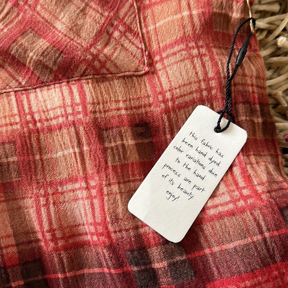 Free People Plaid Long Sleeve Shirt Hand Dyed Size S - Picture 5 of 8
